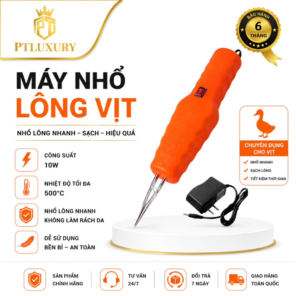 [ KÈM CỦ SẠC ] Máy Nhổ Lông Vịt PTLUXURY Cầm Tay Nhặt Sạch Lông Măng Chống Nước Không Dây Sạc Điện