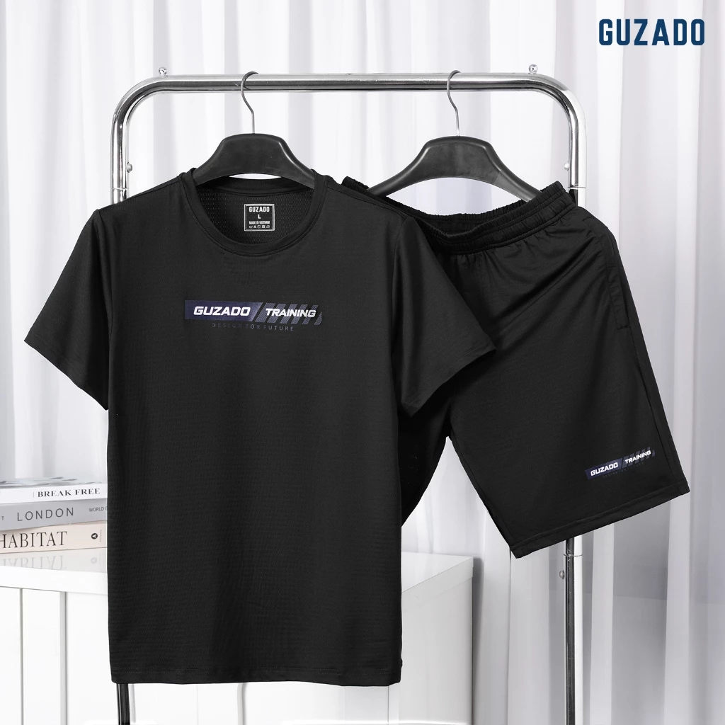 Bộ Thể Thao Nam Thun Lạnh Cao Cấp GUZADO Siêu Co Giãn, Thấm Hút Tốt, Khô Nhanh GBT02-GABT25S002