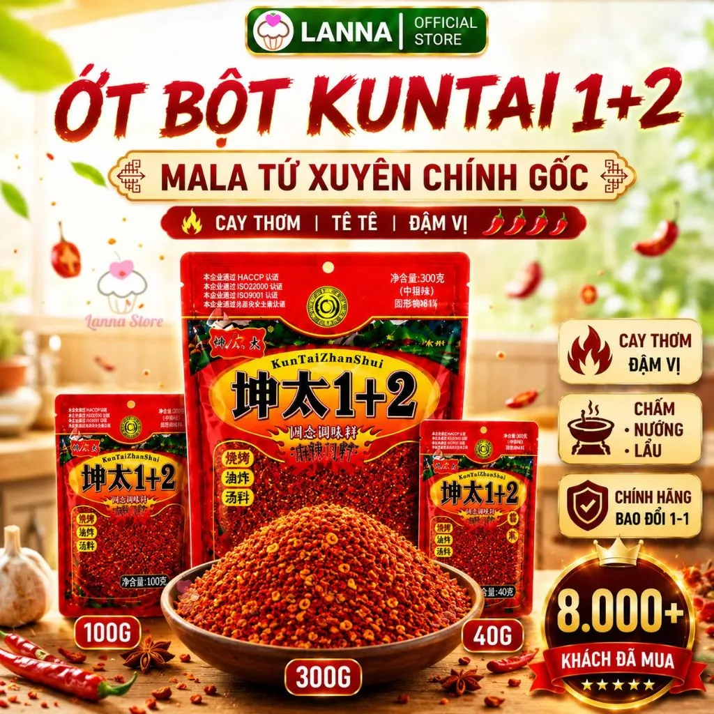 【 GÓI 300GR 】Ớt Bột Vân Nam Kuntai Trộn Tê Cay 1+2 Tẩm ướp đồ nướng pha chế đồ chấm Bột Ớt Lạp Xưởng
