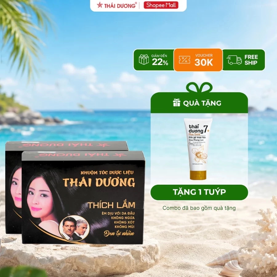 [Live] Mua Combo 2 hộp Nhuộm tóc Thái Dương Thích Lắm MỚI DẠNG GEL pha sẵn tặng 1 Tube Thái Dương 7 Plus Gold 50g