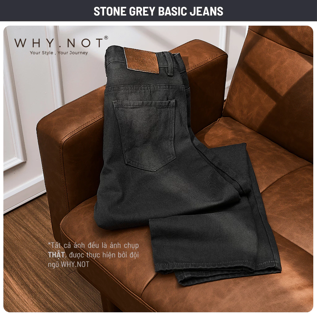 Quần Jean Nam WHY NOT Stone Grey Basic Jean- Quần Jeans Nam Màu Xám Rêu Phong Cách Clean Fit