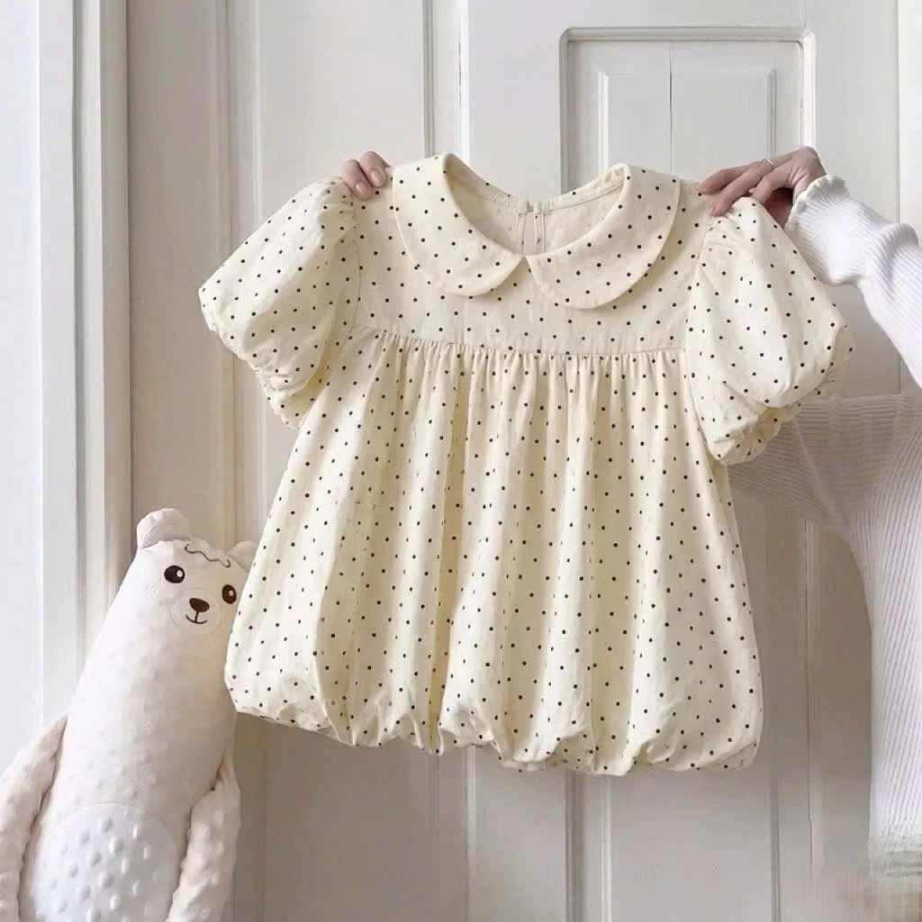 [CHE KHUYẾT ĐIỂM TAY/EO] Áo Cổ Sen Nữ Tay Ngắn Thanh Lịch, Áo Babydoll Cổ Bèo Vintage Dễ Phối Đồ, Chất Liệu Mềm Mát