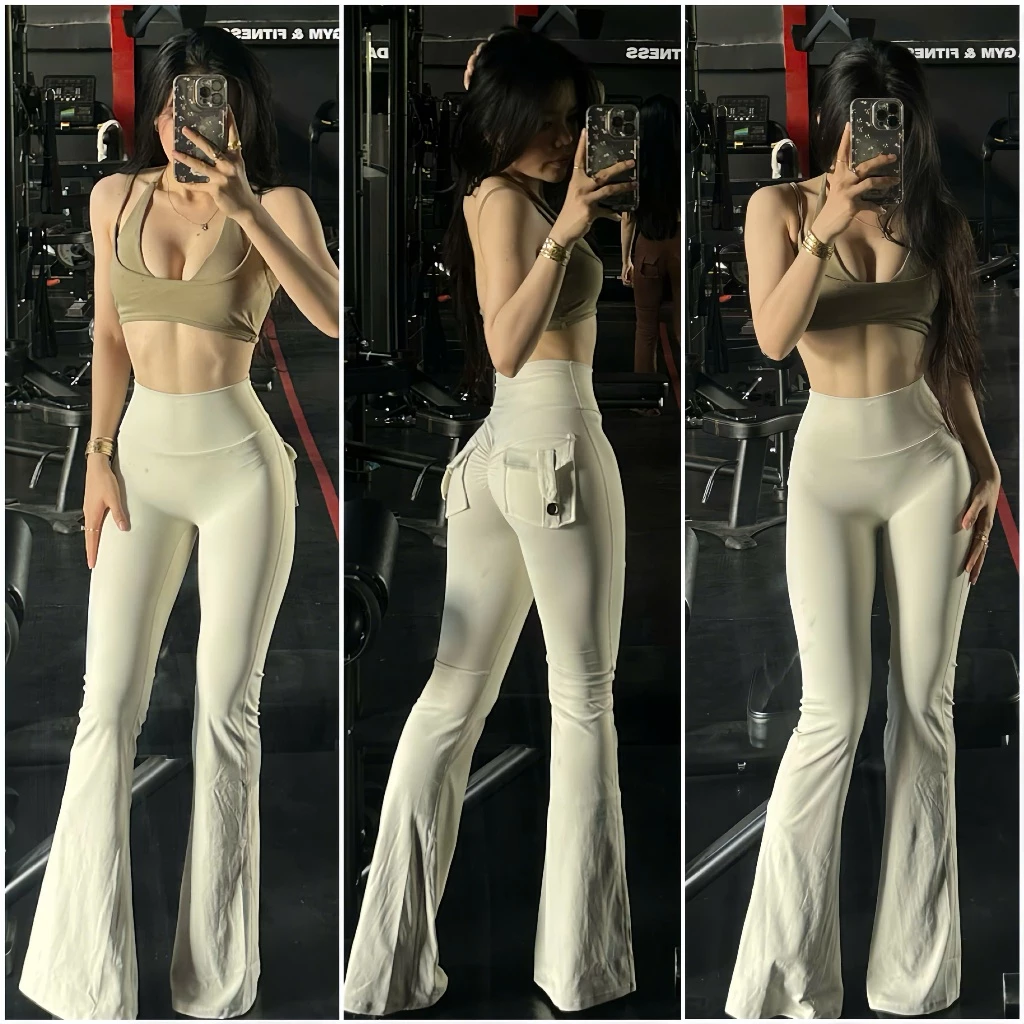 Quần Dài Ống Loe TÚI HỘP Q36 Chất  LULU  Co Giãn Thể Thao Tập - Gym - Yoga - Aerobic GYMMY
