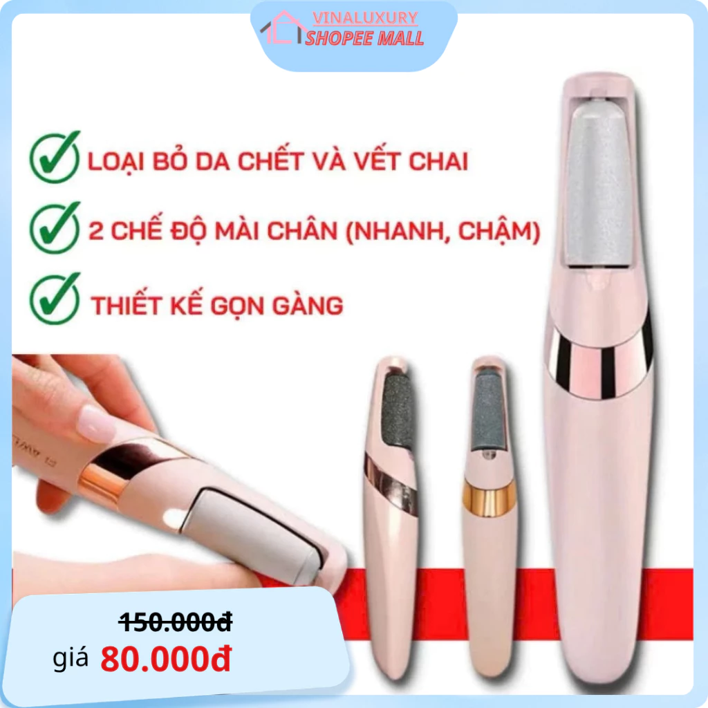 Máy chà gót chân loại bỏ da chết và vết chai, dụng cụ mài gót chân tại nhà 2 đầu mài, pin tích điện