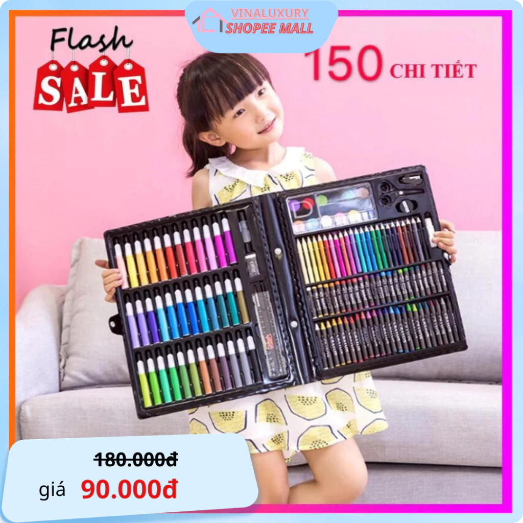 Hộp Màu 150 Chi Tiết Đầy Đủ Dụng Cụ Cho Bé Tập Tô Sáng Tạo Học Tập Thông Minh ( VINALUXURY )
