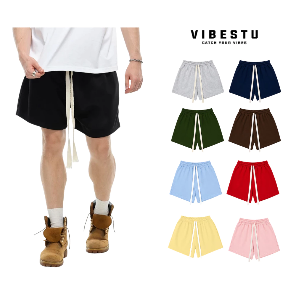 Quần Short Trơn Form Rộng Vải Nỉ 2 Da Local Brand VIBESTU , Quần Đùi Ngắn Form Unisex Nam Nữ