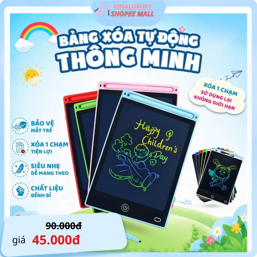 Bảng điện tử LCD tự xóa thông minh cho bé Sankid giúp bé thỏa sức sáng tạo Bảng 8,5inch
