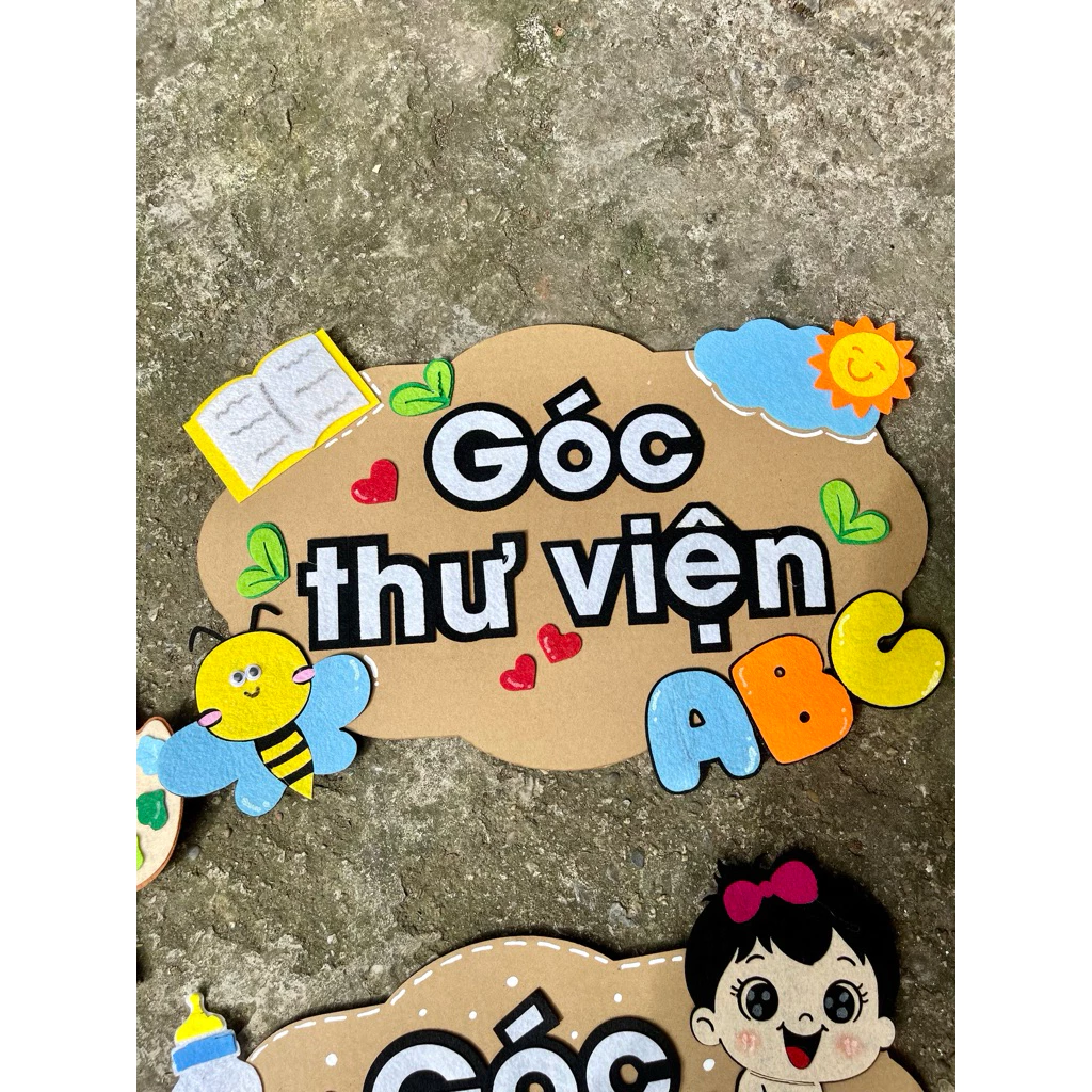 Bảng tên góc mầm non, bảng tên trang trí góc lớp, bảng tên các góc mầm non đẹp