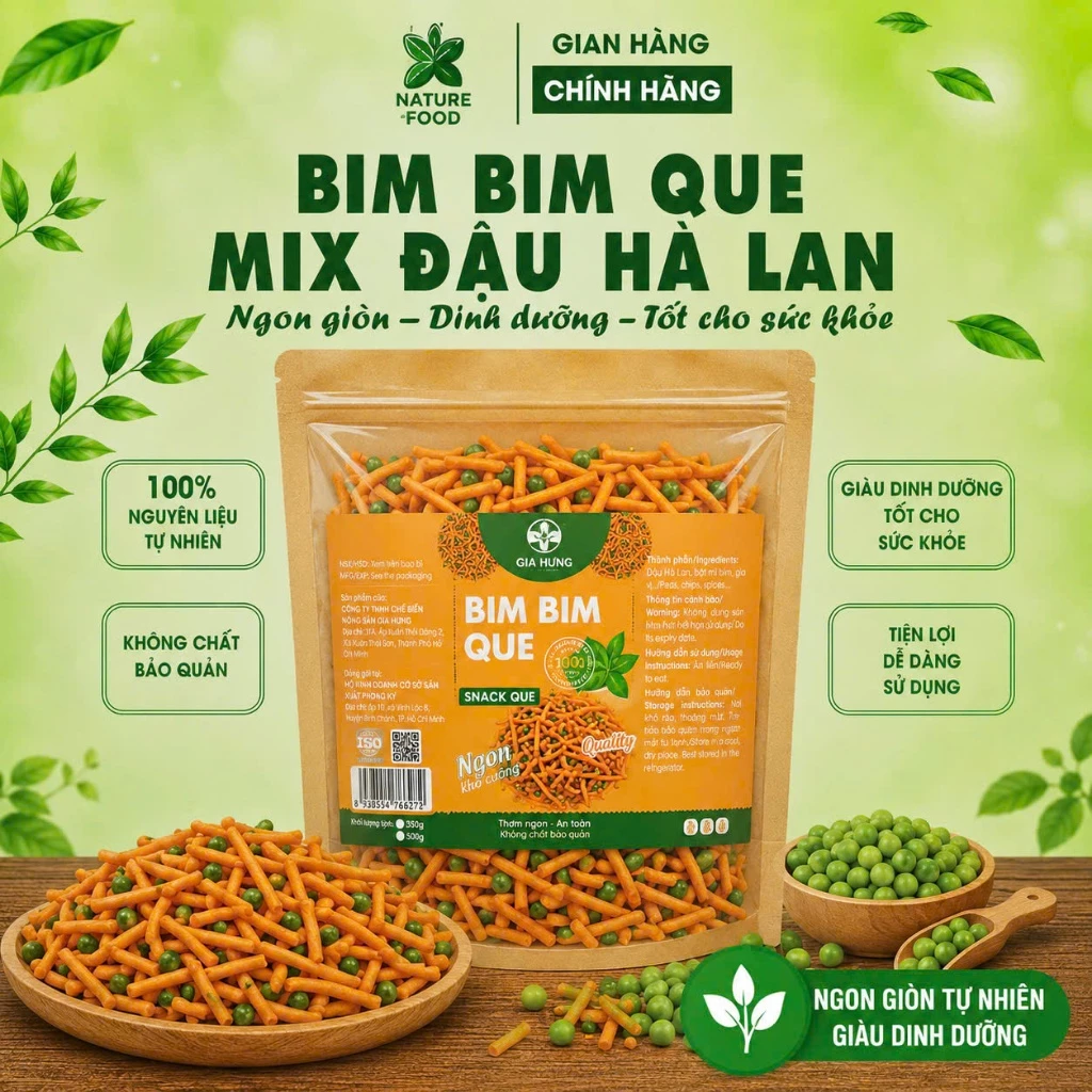 Bim Bim Que Mix Đậu Hà Lan Phân Phối Bởi NATURE FOOD (Có Hồ Sơ Công Bố Và Kiểm Nghiệm Sản Phẩm)