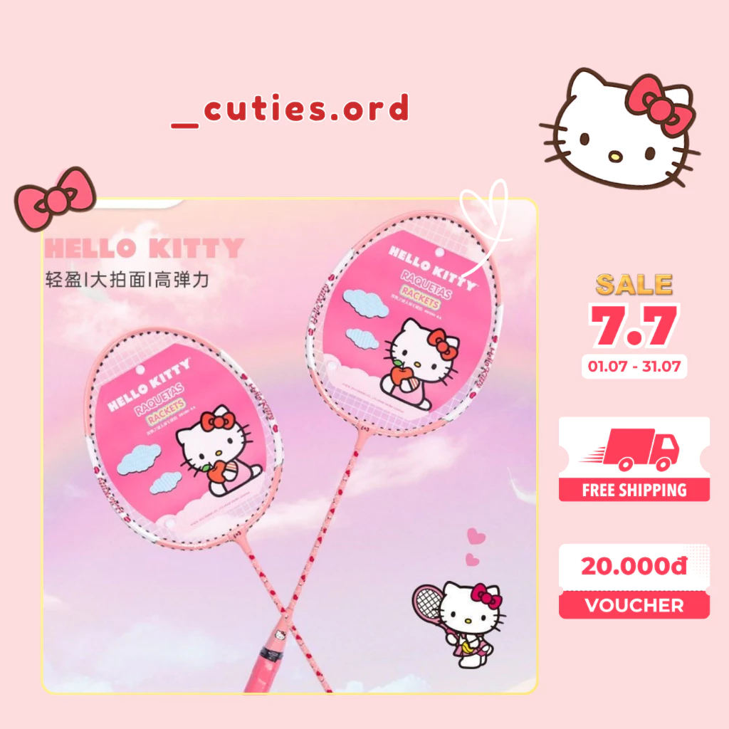 [ORDER + Ảnh Thật] Vợt Cầu Lông Hello Kitty Siêu Dễ Thương, Cutee | Vợt Cầu Lông Siêu Bền