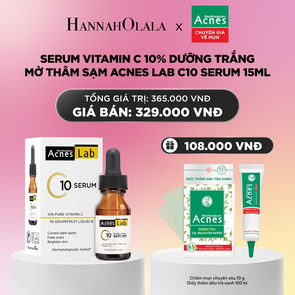 [KOL LIVE] Serum VItamin C 10% dưỡng trắng mờ thâm sạm Acnes Lab C10 serum 15ml