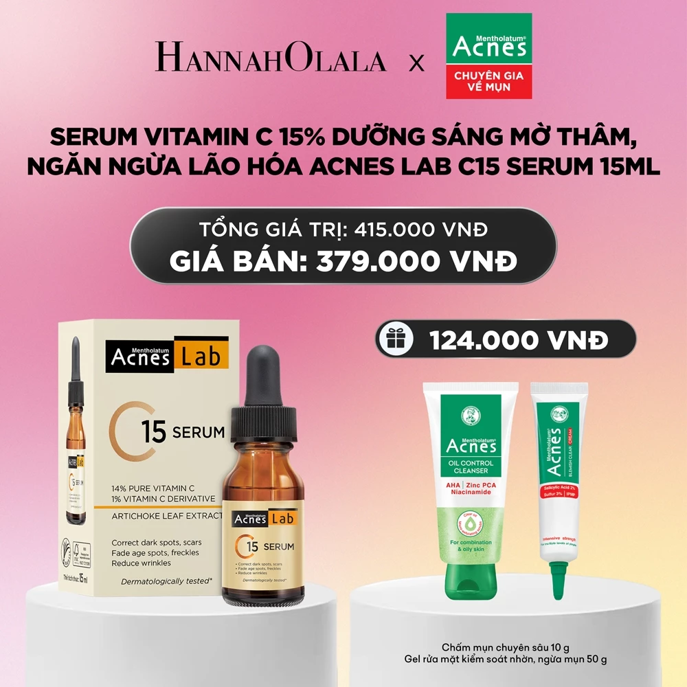 [KOL LIVE] Serum Vitamin C 15% dưỡng sáng mờ thâm, ngăn ngừa lão hóa Acnes Lab C15 Serum 15ml