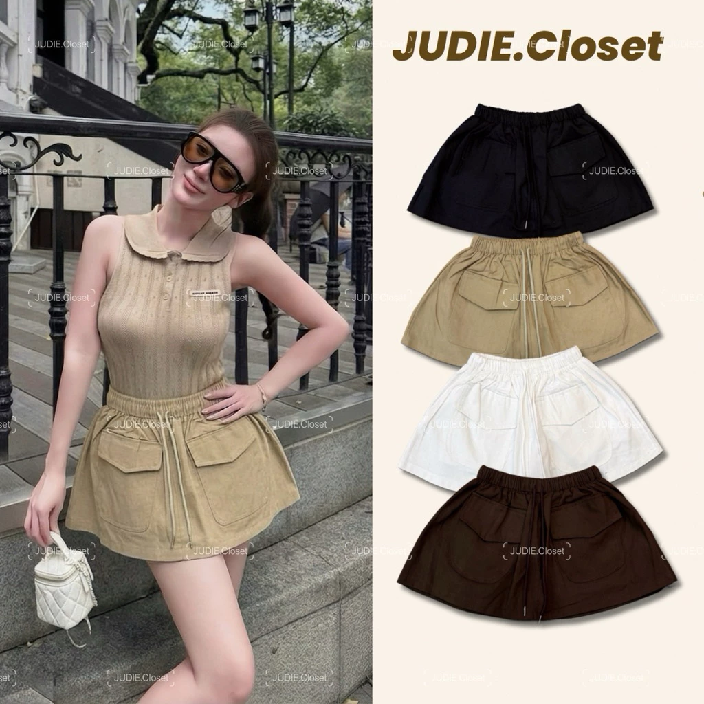 KAKI TÚI HỘP - Chân Váy Túi Hộp Chất Kaki L1 - chân váy A xoè cạp chun JUDIE.Closet