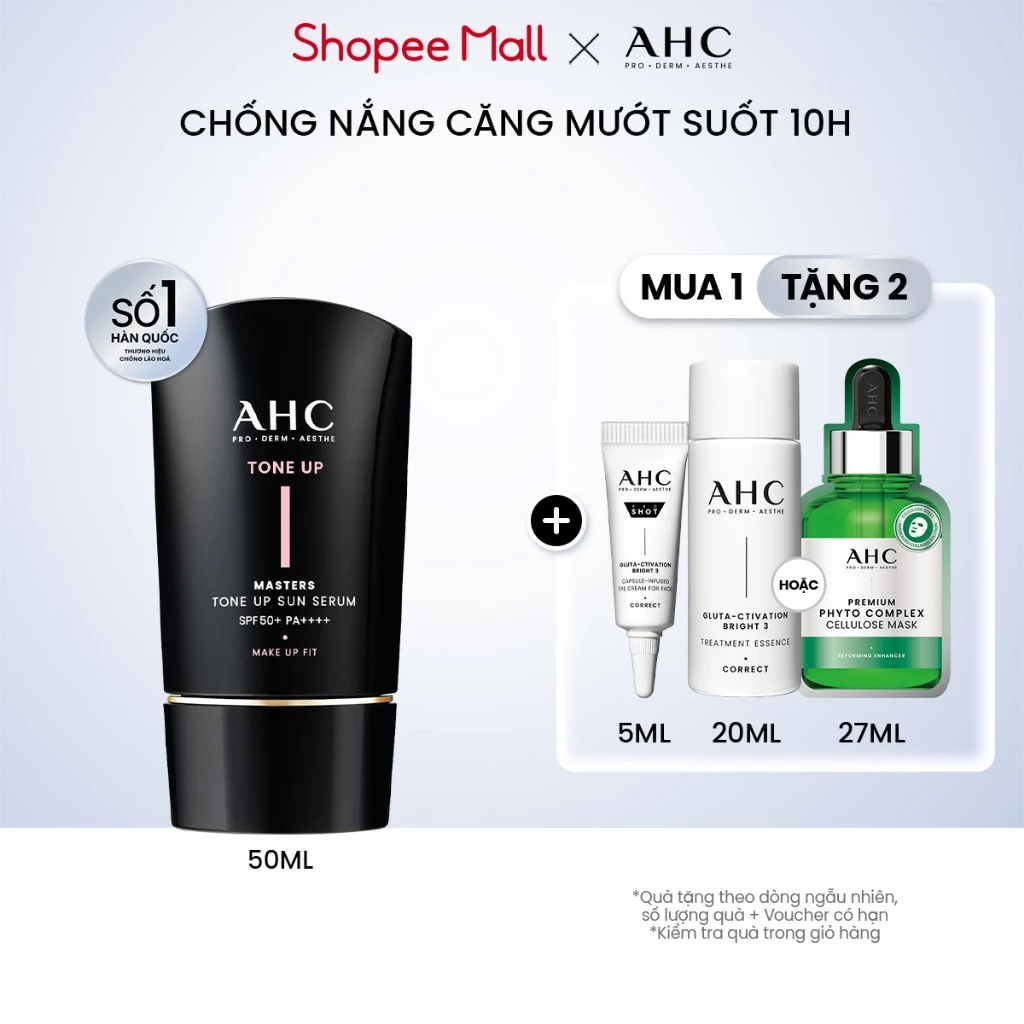 [LIVE][Hàng mới về] Serum Chống Nắng Hiệu Chỉnh Sắc Da, Nâng Tone Chuẩn Hàn (50 ml) AHC MASTERS TONE UP SUN SERUM