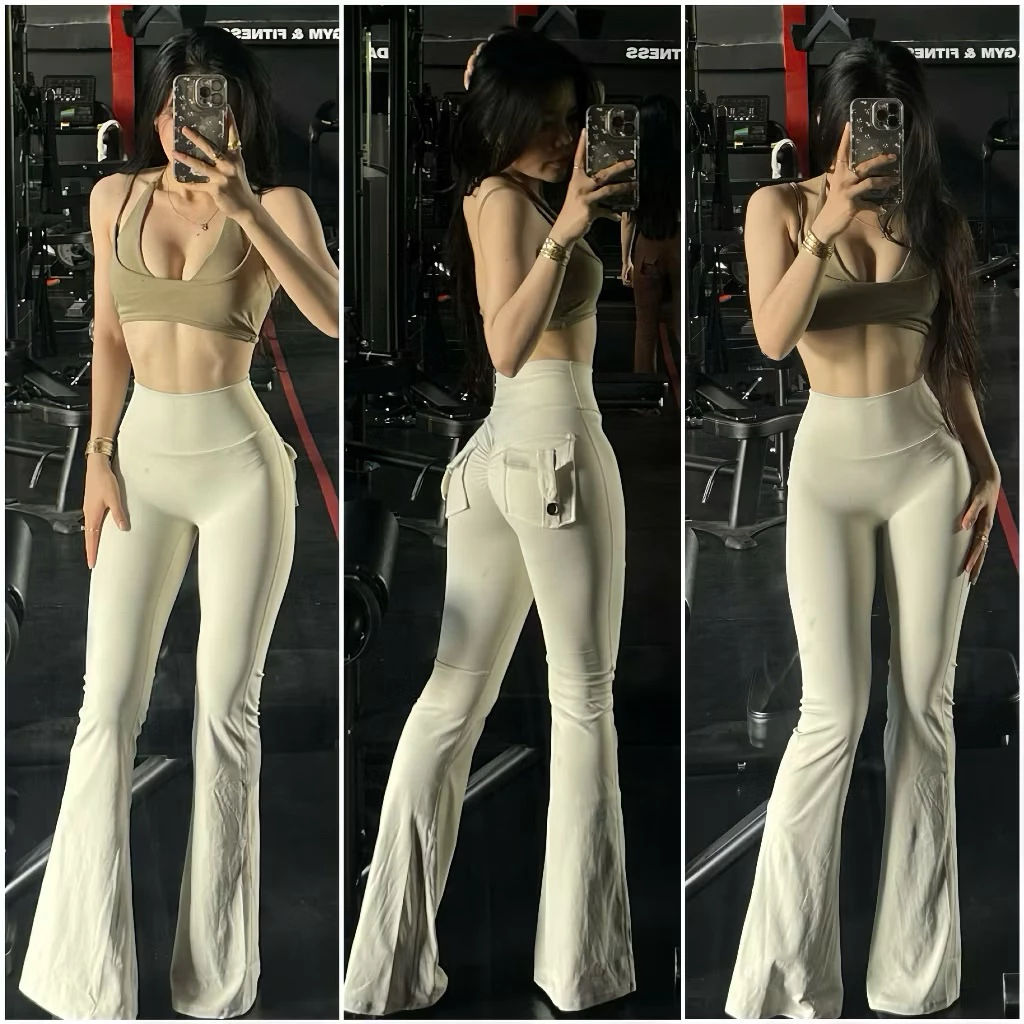 Quần Dài Ống Loe TÚI HỘP Q36 Chất  LULU  Co Giãn Thể Thao Tập - Gym - Yoga - Aerobic
