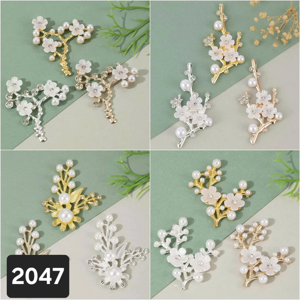 (5 cái)Phiến kim loại hình cành hoa nhiều mẫu, Nguyên liệu trang trí DIY