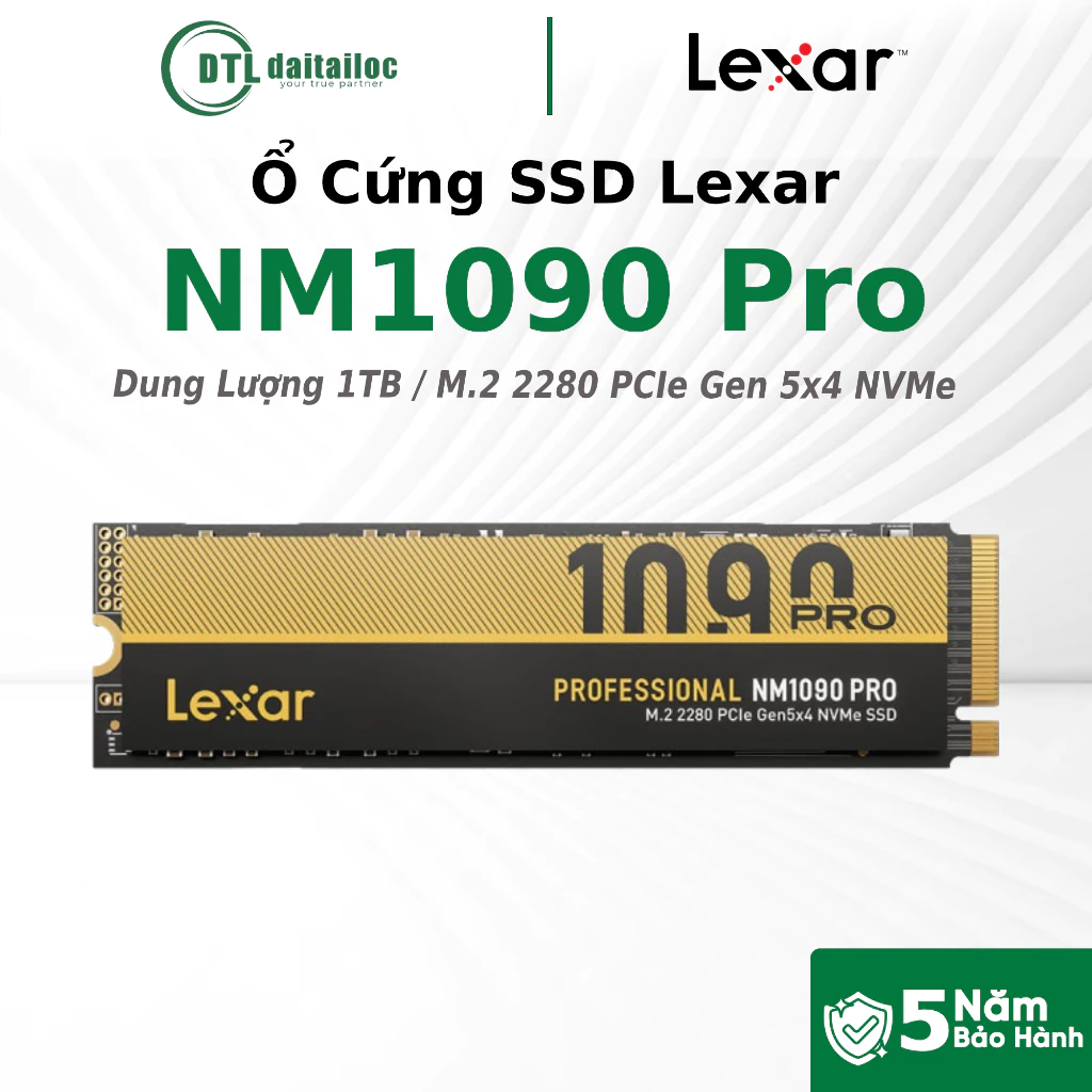 Ổ Cứng SSD Lexar Professional NM1090 PRO 1TB M.2 2280 PCIe Gen5x4 NVMe (Đọc 14,000MB/s) | Chính Hãng | Bảo Hành 5 Năm