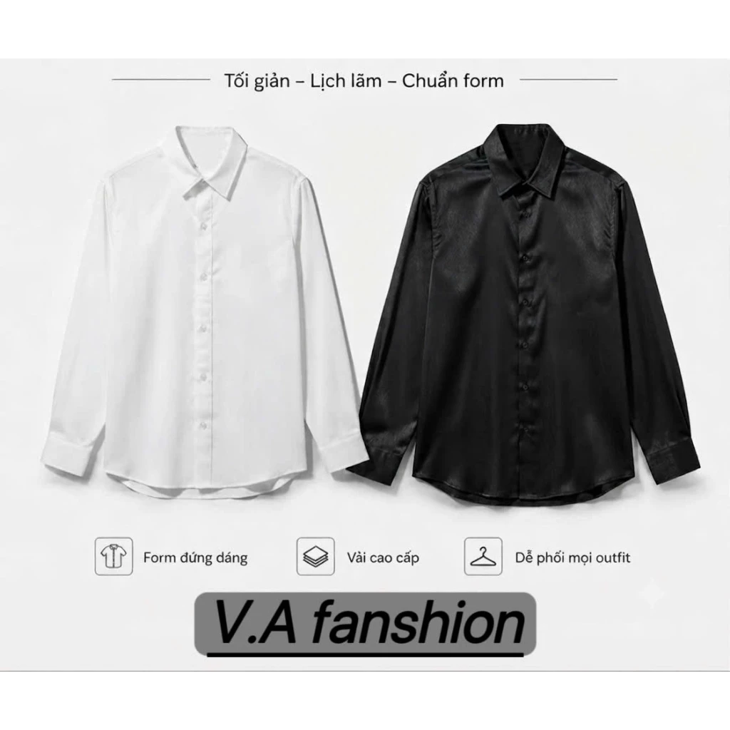 Áo Sơ Mi Nam Dài Tay Cao Cấp Chất Lụa Satin Thanh Lịch, Sang Trọng Slmfit Tôn Dáng