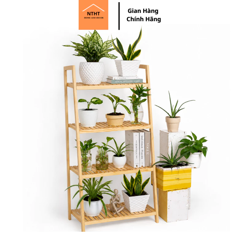 Kệ sách 4 tầng mặt nan gỗ thông không mối mọt - DECORHT