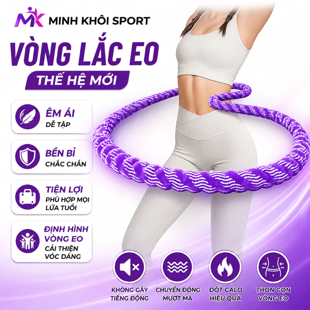 Vòng Lắc Eo Giảm Mỡ Bụng Phiên bản Thế Hệ Mới 2026 Mềm Mại, An Toàn Dễ Sử Dụng Dây Lắc Eo Tập Bụng