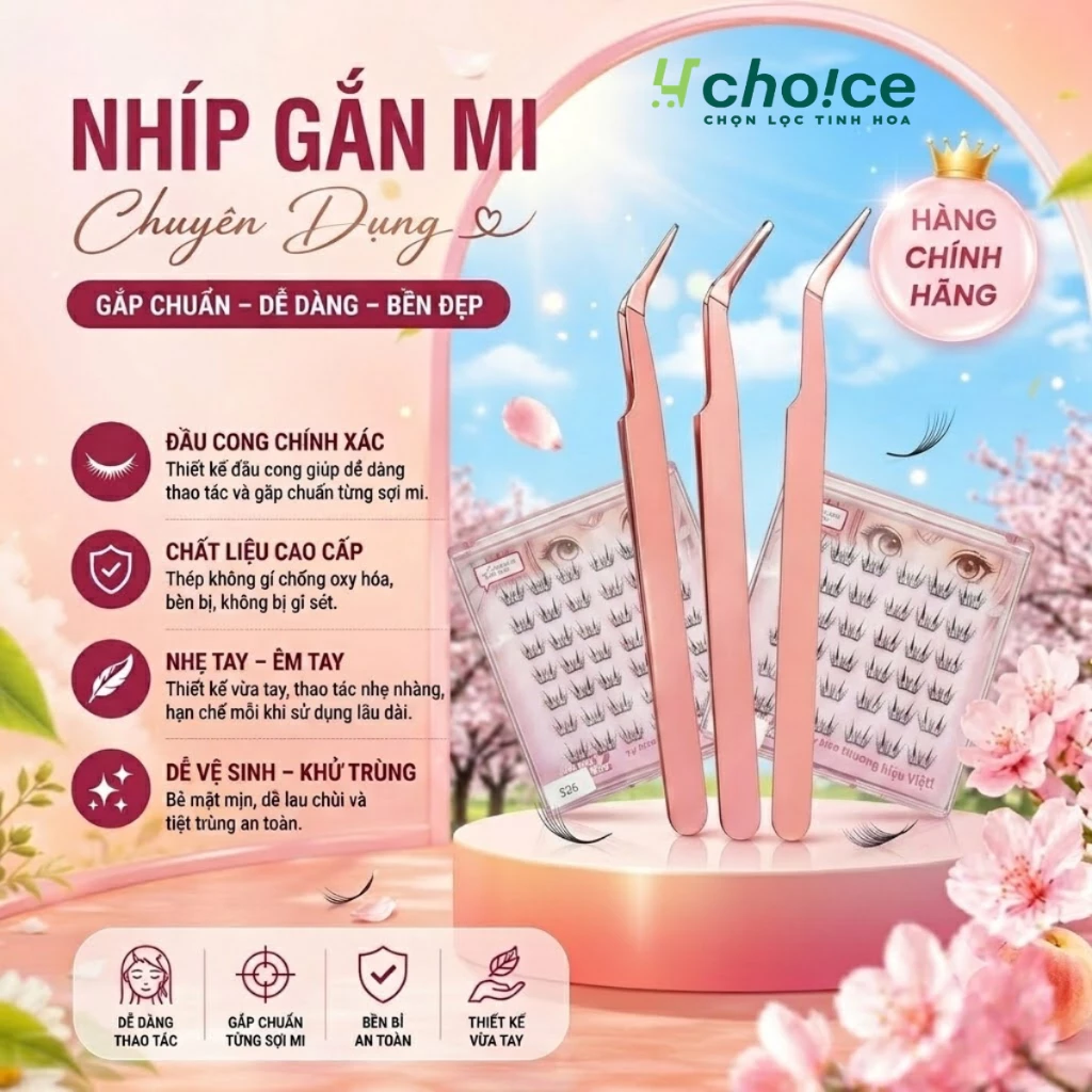 Nhíp gắp mi giả chuyên dụng cao cấp Lookme Star bằng thép không gỉ, dễ dàng sử dụng
