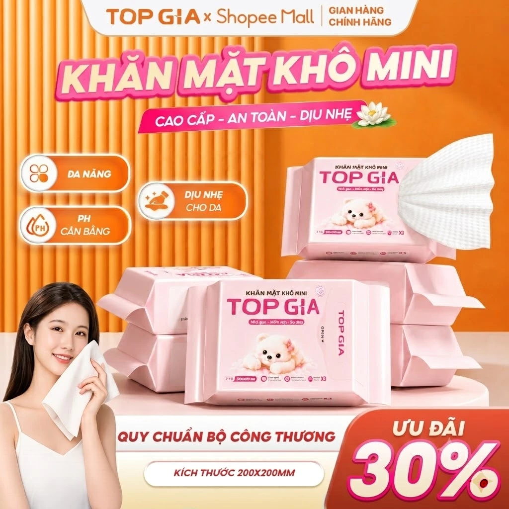 Khăn Mặt Dùng 1 Lần Bỏ Túi TopGia, Khăn Lau Mặt Khô Đa Năng Du Lịch Tiện Lợi Tẩy Trang 7 Khăn/Gói