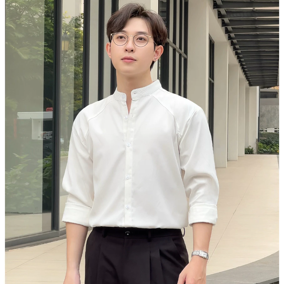 Áo Sơ Mi Kaki Cổ Tàu Cổ Bẻ Dài Tay Nam Nữ ZUTEE Chất Kaki Cotton Mềm Form Unisex Phong Cách Hàn Quốc