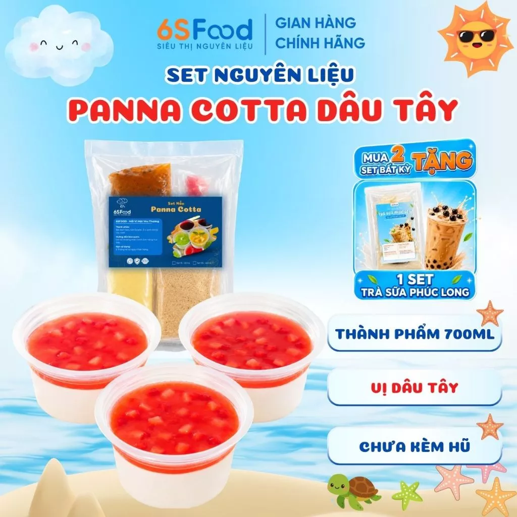 Set Làm Panna Cotta Trải Nghiệm 1 Vị Tự Chọn thành phẩm 700ml ăn văt giải nhiệt mùa hè - 6SFOOD