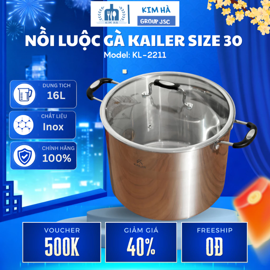 Nồi Luộc Gà Kailer KL-2211 Size 30Cm Luộc Gà Nguyên Con,Chất Liệu Inox Cao Cấp Truyền Nhiệt Nhanh - Kim Hà Group