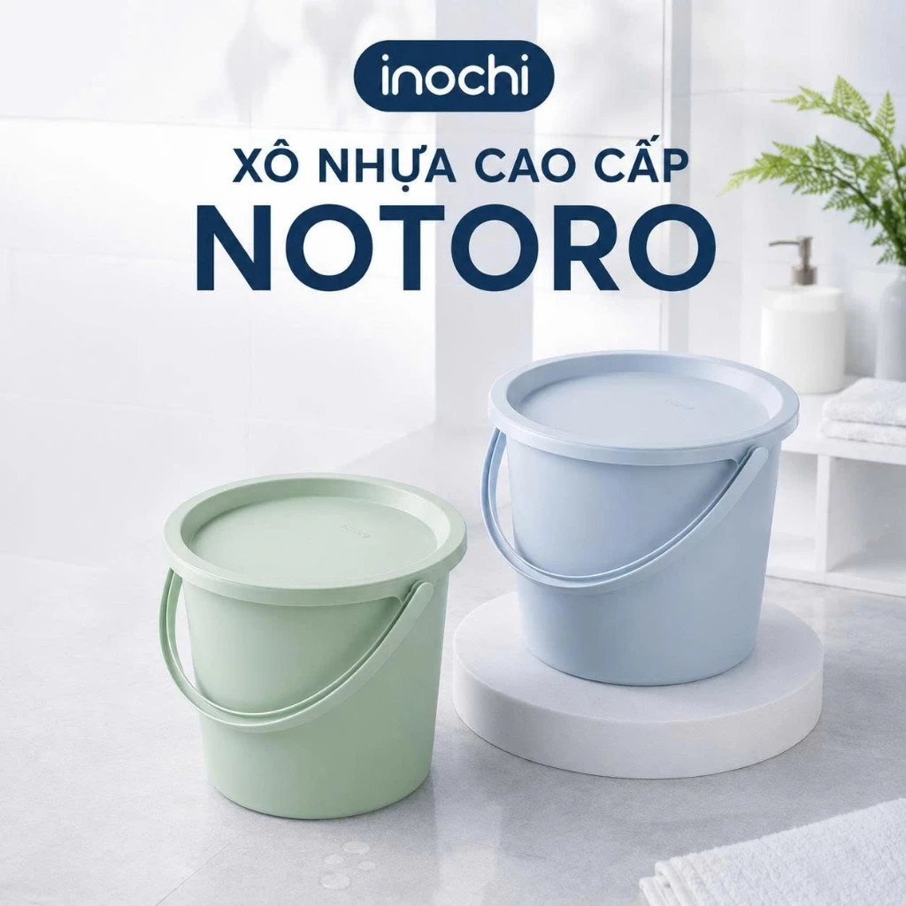 Xô Nhựa Cao Cấp Inochi Notoro 11L/14L Có Nắp Đậy Kín, Nhựa PP Nguyên Sinh An Toàn, Bền Đẹp