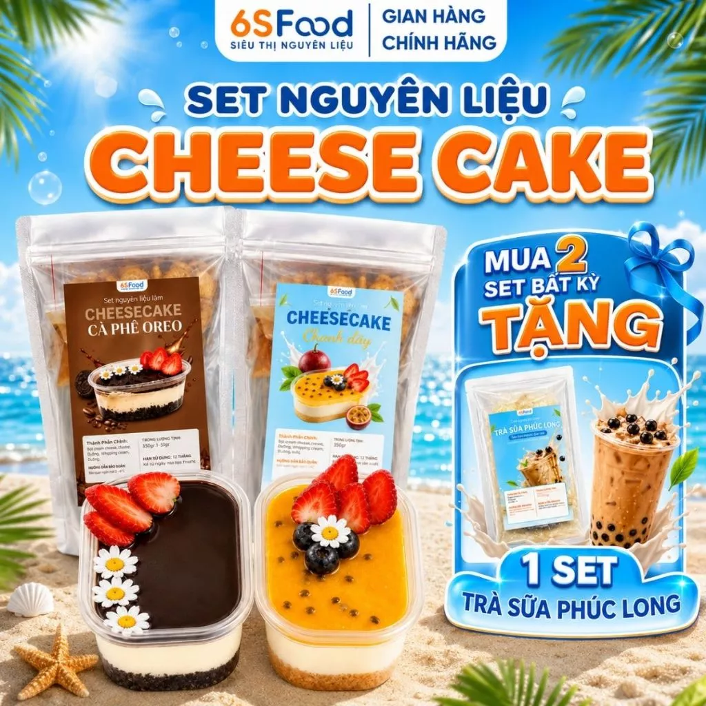Set Nguyên Liệu Làm Cheese Cake Cà Phê, Chanh Dây Không Cần Lò Nướng Thơm Béo, Dễ Làm Tại Nhà-6SFOOD