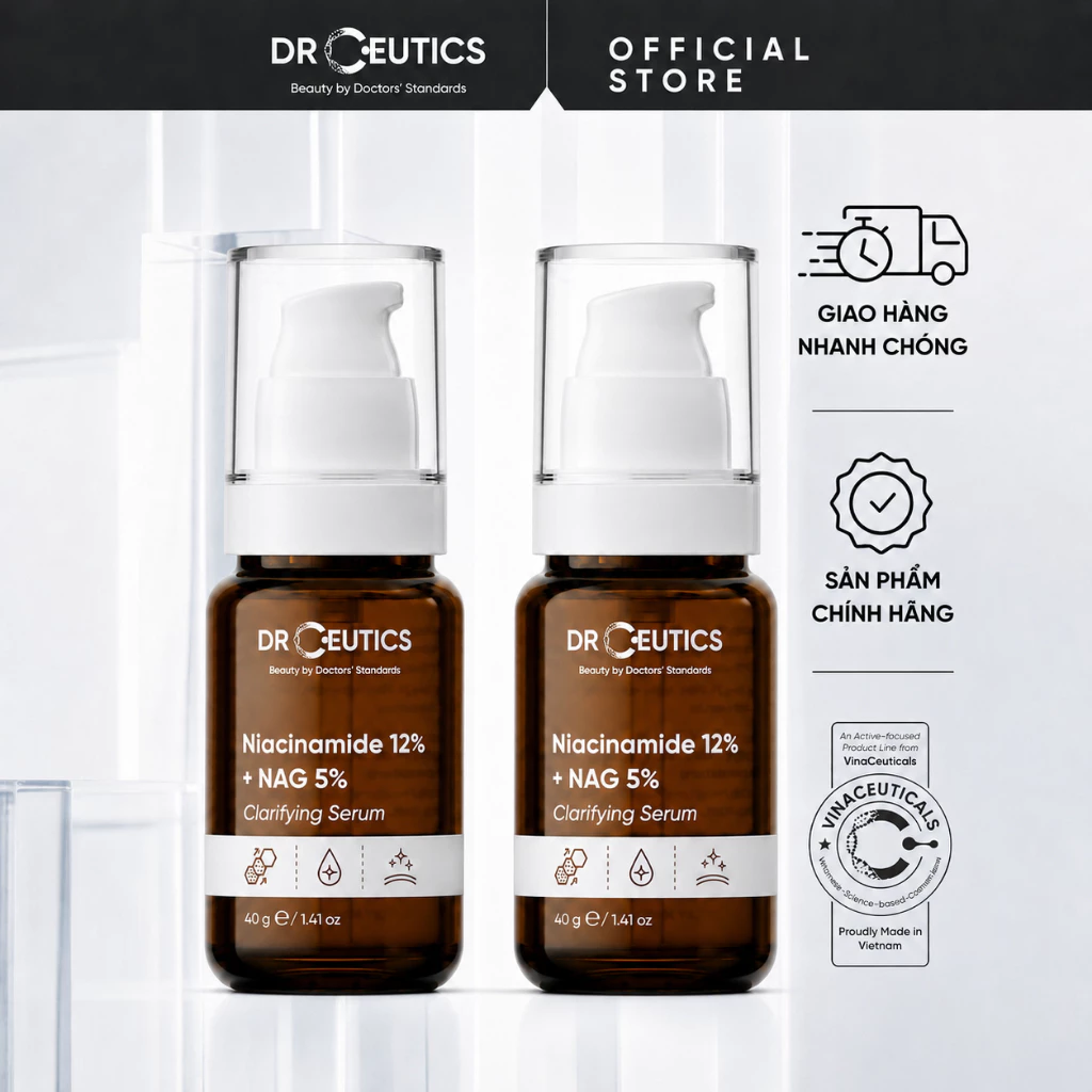 DRCEUTICS Combo 2 Serum Phiên Bản Nâng Cấp Niacinamide 12% – Dưỡng Da Sáng Khỏe, Kiểm Soát Dầu Thừa 40g