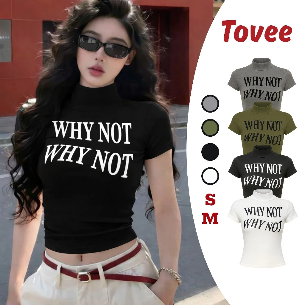 Áo BABYTEE TAY NGẮN CỔ LỌ WHY NOT Chất Thun Borip Kiểu Basic Nữ DD85, Áo Thun Nữ Cổ Cao Ôm Body Tôn Dáng TOVEE