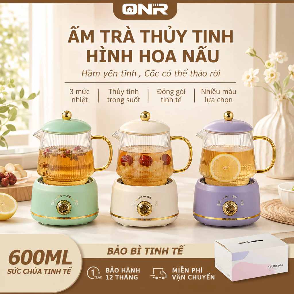 Ấm Đun Nước Đa Năng Mini 600ml, Ấm Chưng Hầm Chậm Công Suất Thấp, Dễ Sử Dụng, Bảo Hành 12 Tháng