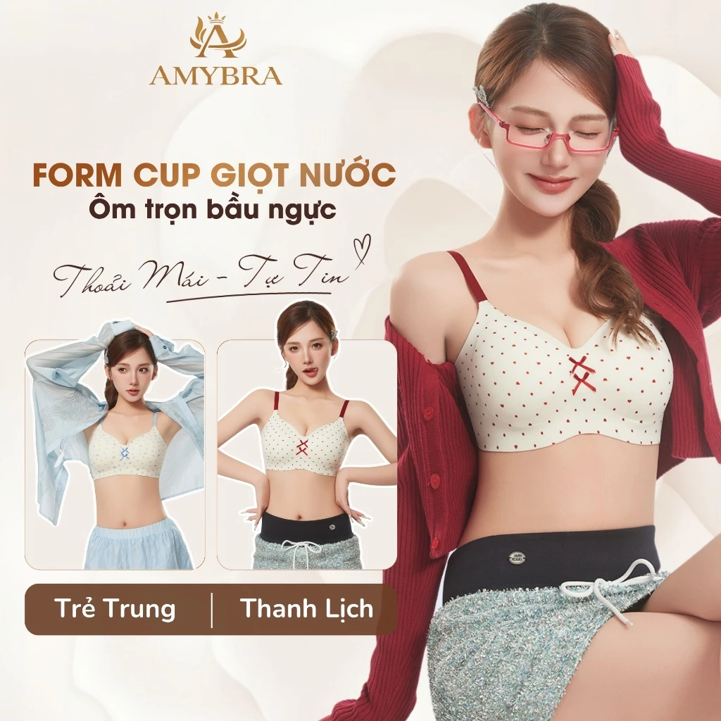 [ AMYBRA BST HÈ ]  Áo Ngực Su Họa Tiết Xinh Xắn Mùa Hè, Áo Lót Nữ Không Gọng Mút 1cm Mỏng Nhẹ A967