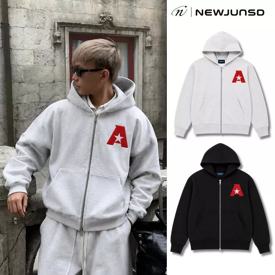 Áo Khoác Nỉ , ÁO Khoác Hoodie Zip Form Boxy Thêu Xù "NEWJUNSD A", Unisex cho cả Nam và Nữ (Không xù lông,vải dày 420gsm)