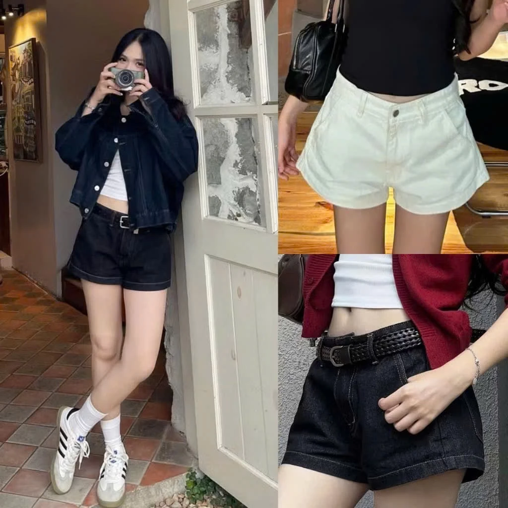 Quần ngố sooc bò jean nữ jeans cạp cao phong cách Hàn Quốc sành điệu style jeanshop_0603 ms03
