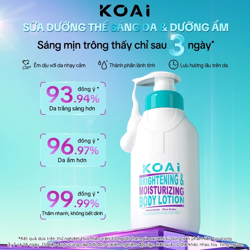 Sữa dưỡng thể sáng da và cấp ẩm KOAI 200g - Dưỡng trắng và cấp ẩm mềm mịn hương hoa Sơn Trà cao cấp
