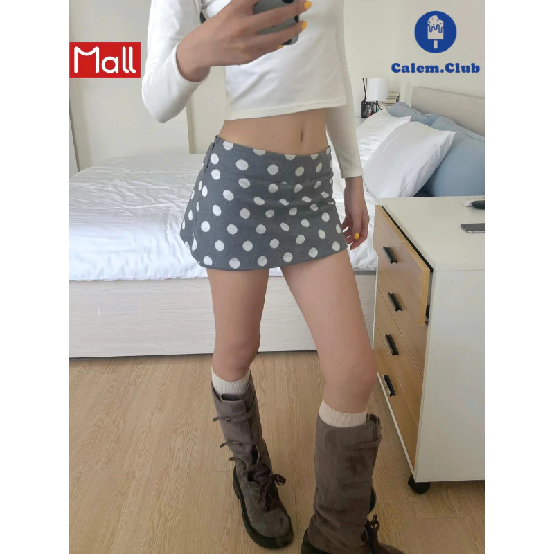 Calem.Club - Chân váy nữ Polka Dot Skirt họa tiết chấm bi form cạp trễ tôn dáng dành cho nữ