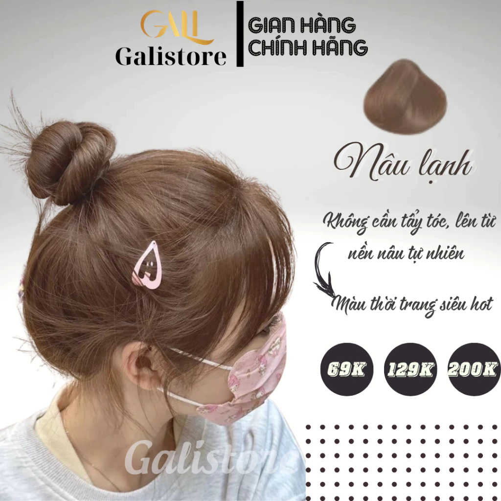 Thuốc nhuộm tóc màu nâu lạnh không cần tẩy tặng kèm oxy trợ nhuộm dưỡng Galistore dễ dàng tự nhuộm tóc tại nhà