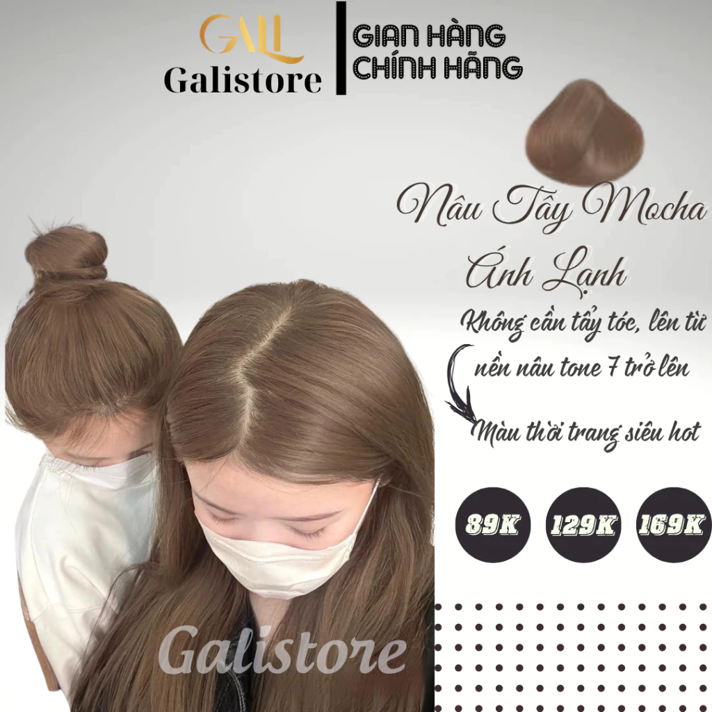 Thuốc nhuộm tóc Nâu Tây Mocha Ánh Lạnh không cần tẩy tóc tặng kèm oxy trợ nhuộm Galistore