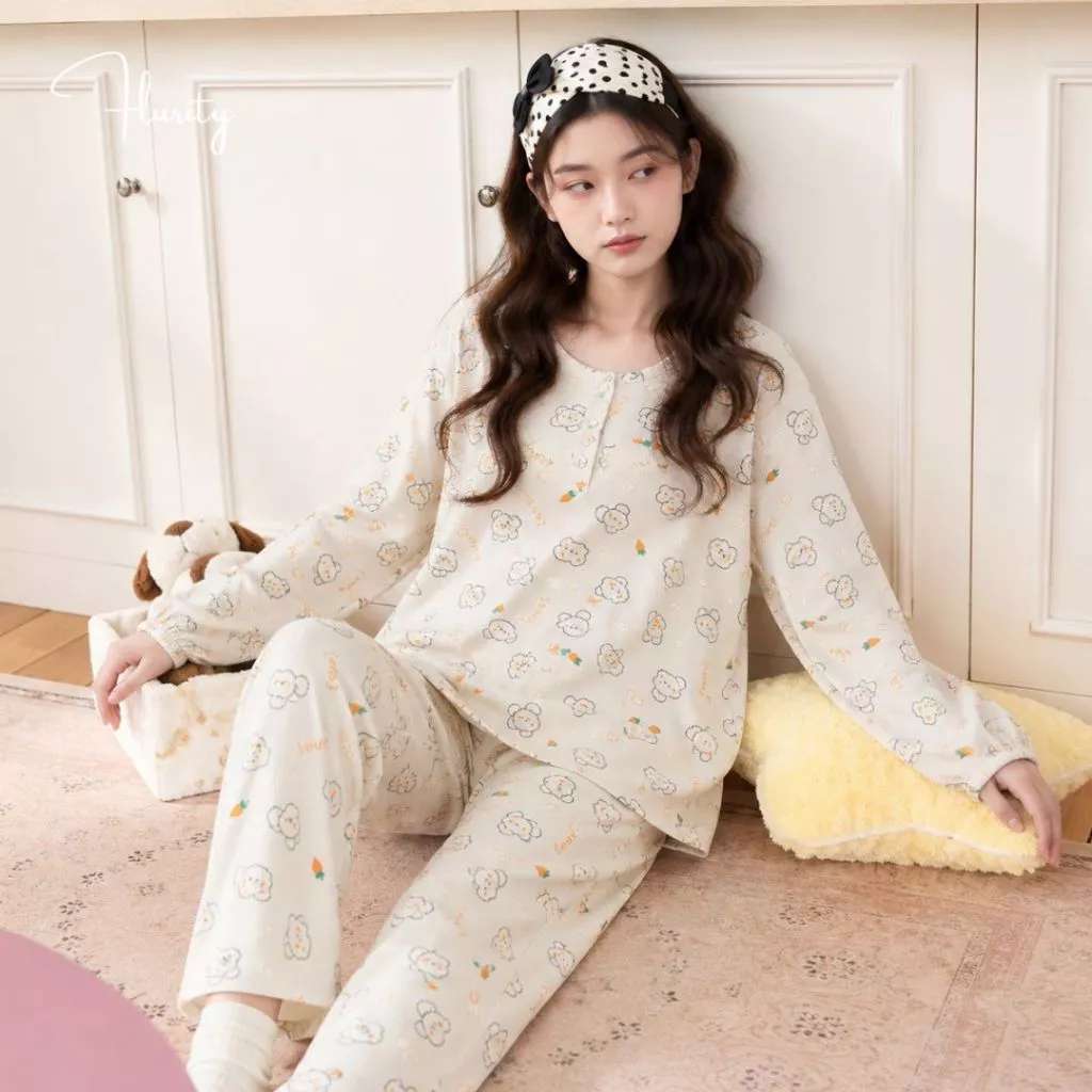 Set Bộ Đồ Pijamas Nữ Mặc Tại Nhà Ngủ Dài Thiết Kế Cao Cấp Jena Pyjamas Gợi Cảm Xinh Xắn Dễ Thương Mềm Flurity BDTDCS159
