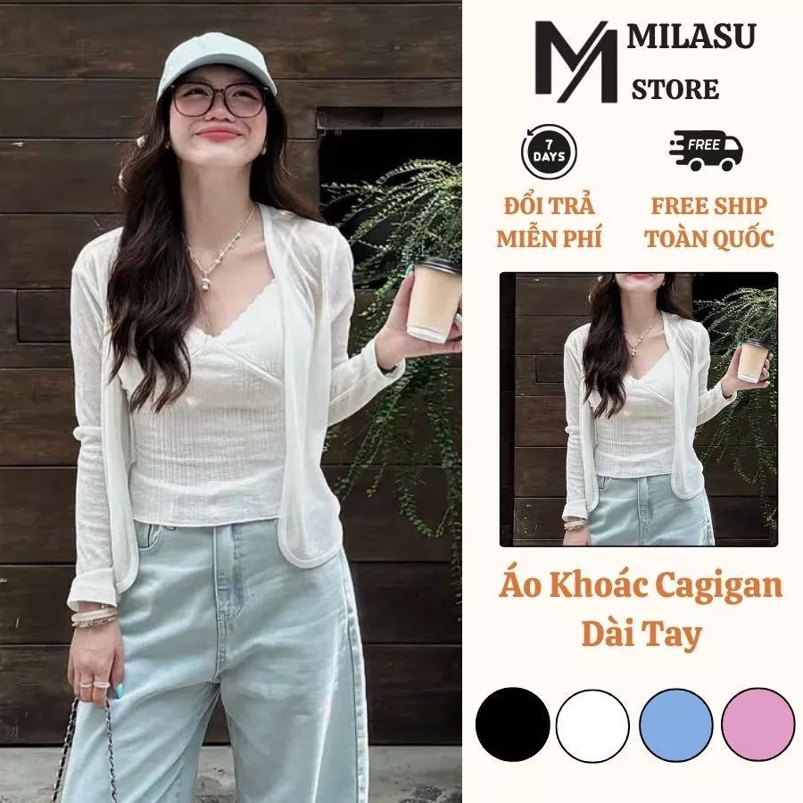 Áo Khoác Cagigan Trơn Mỏng Dài Tay Milasu Áo Thun Suông Basic 551