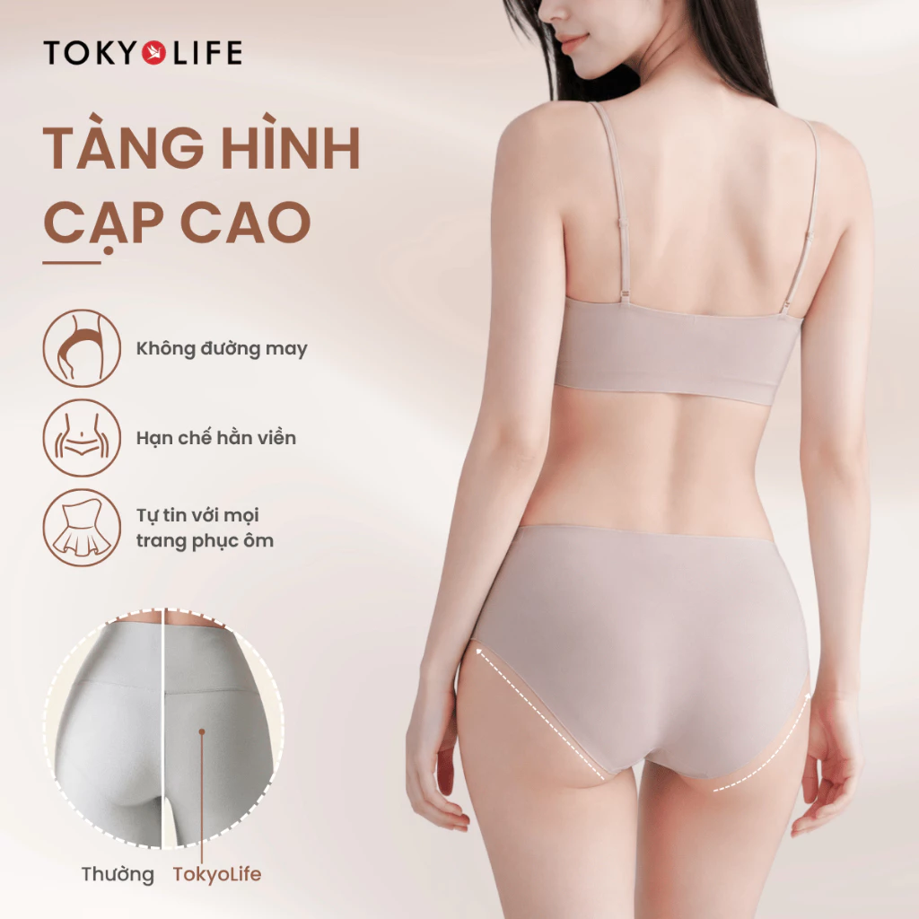 Quần Lót Nữ TOKYOLIFE Tàng Hình, Kiểu Dáng Hipster Cạp Cao Tôn Dáng Tự Nhiên Gói 3 Chiếc - 40006033
