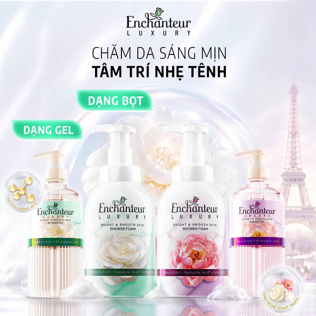 Trải Nghiệm COMBO Tắm Cao Cấp Enchanteur Luxury Hoa Trà/ Mẫu Đơn + 4D…