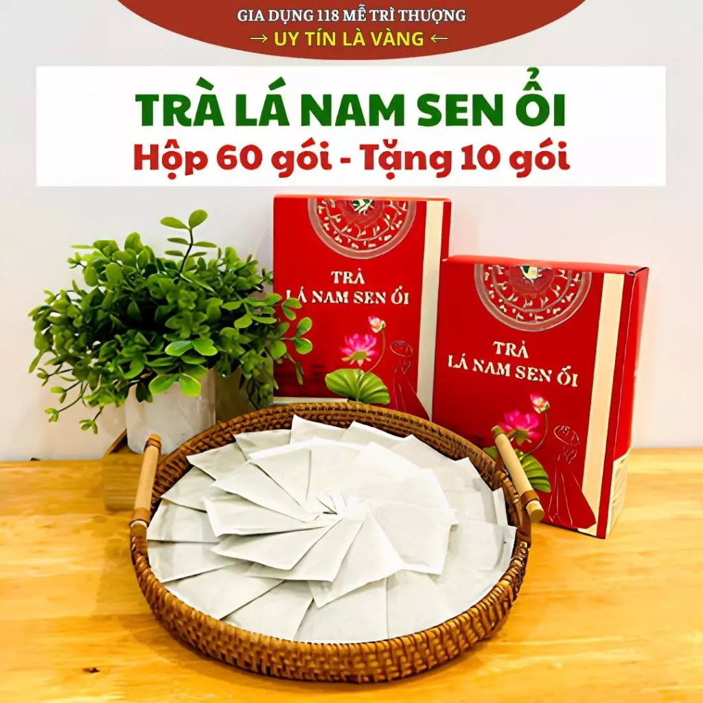 [Tặng 10 Gói] Hộp 60 Túi Lọc Trà Lá Nam Sen Ổi, Thơm Dịu, Dễ Uống Mỗi Ngày