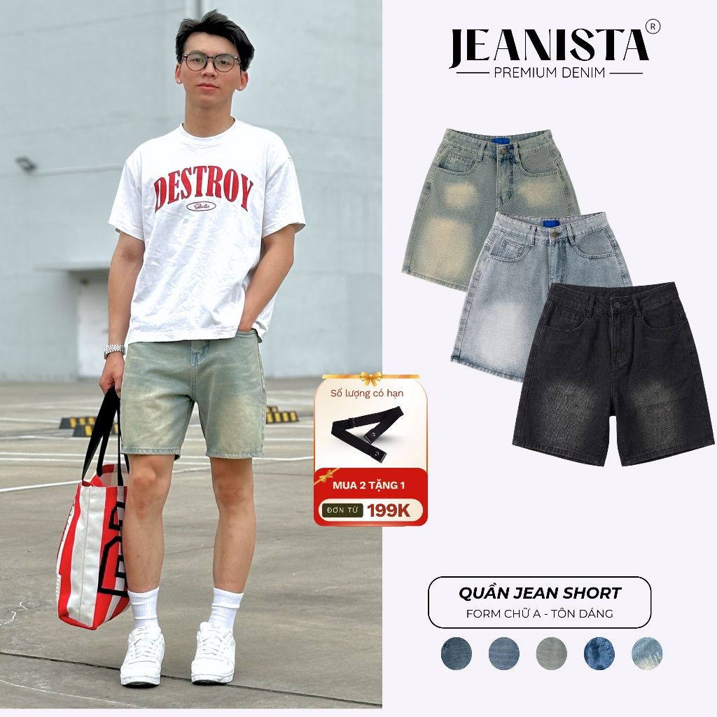 🔥XÃ KHO - Quần Jean Short Nam Phong Cách, Quần Đùi Jean Nam Chất Cotton Mềm…
