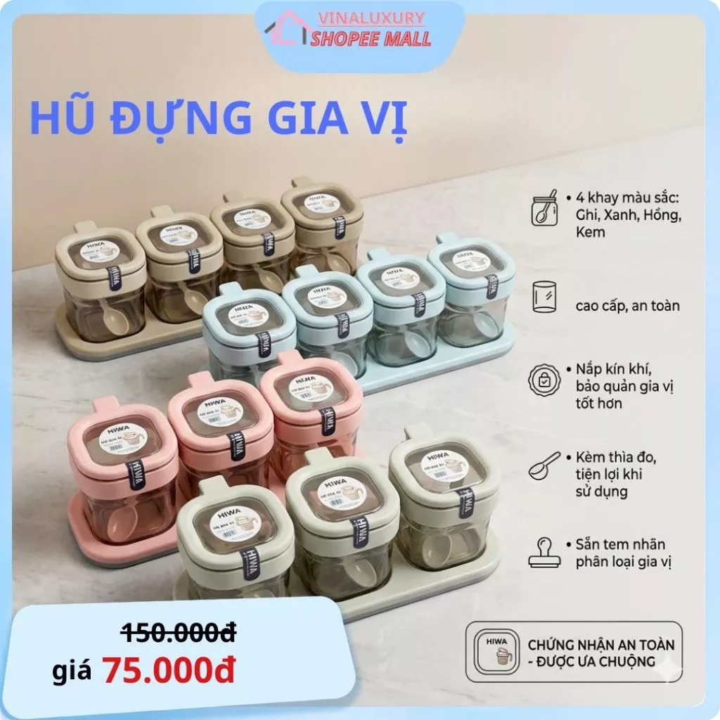Hũ Đựng Gia Vị - Lọ Đựng Gia Vị Nhà Bếp- Hộp đựng gia vị HIWA