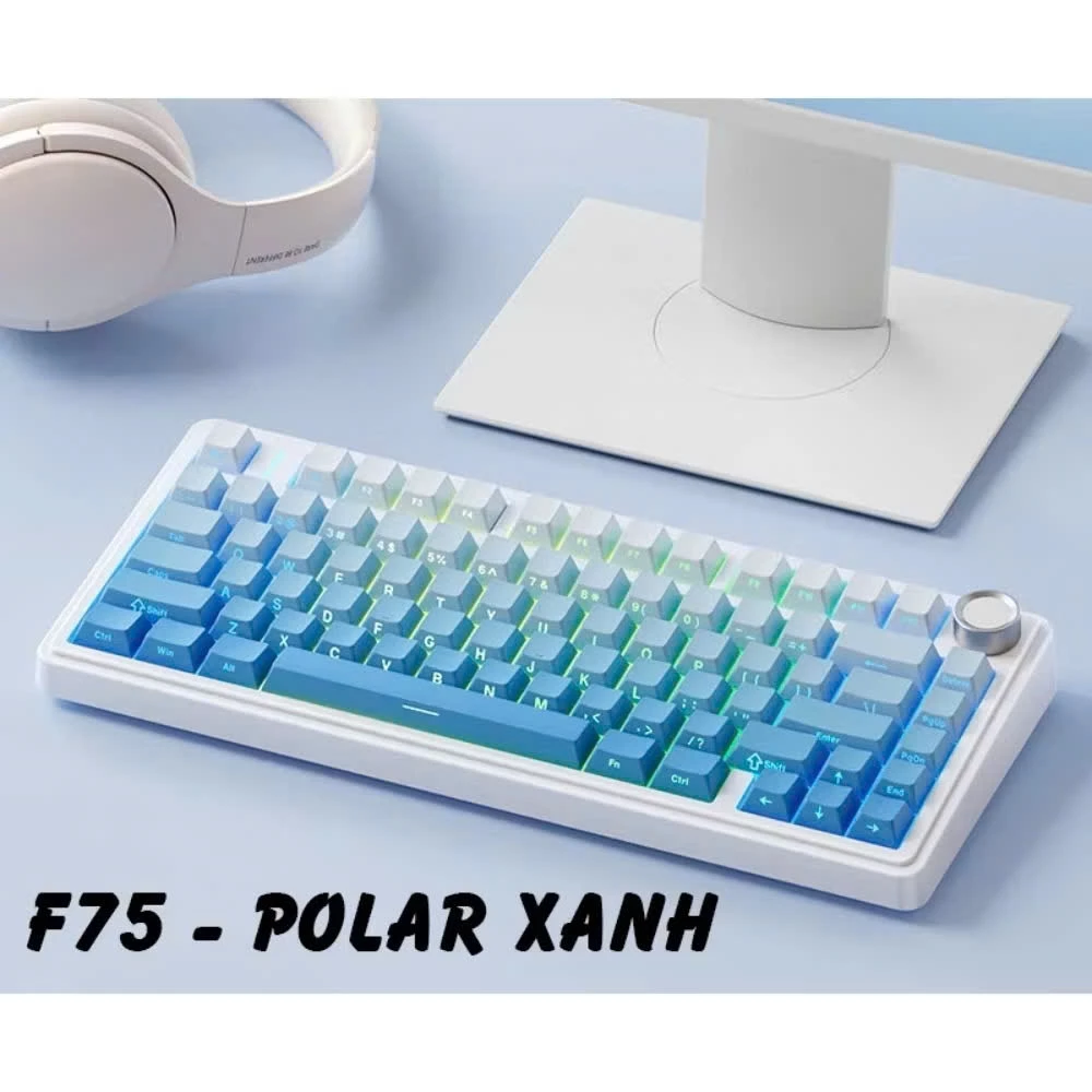Bàn phím cơ Aula F75 không dây 3 mode - Mạch Xuôi - Hỗ trợ hotswap 5 pin - LED RGB - Có App