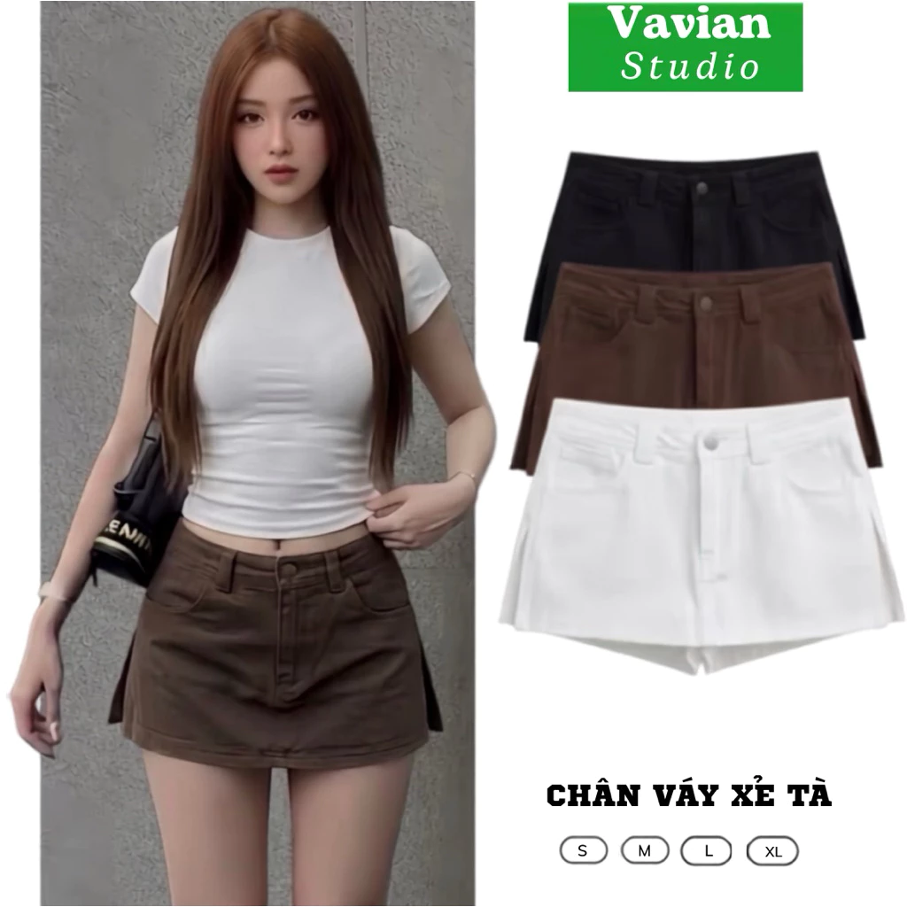 Chân váy jean, quần giả váy chất jean loại 1, chân váy bò ngắn XẺ TÀ siêu xinh cho các nàng cá tính,năng động.